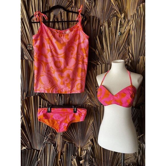 Eeni Meeni Vintage 60s Flower Power Mod Bikini‎ with Coverup Micro Mini Dress - Picture 8 of 12